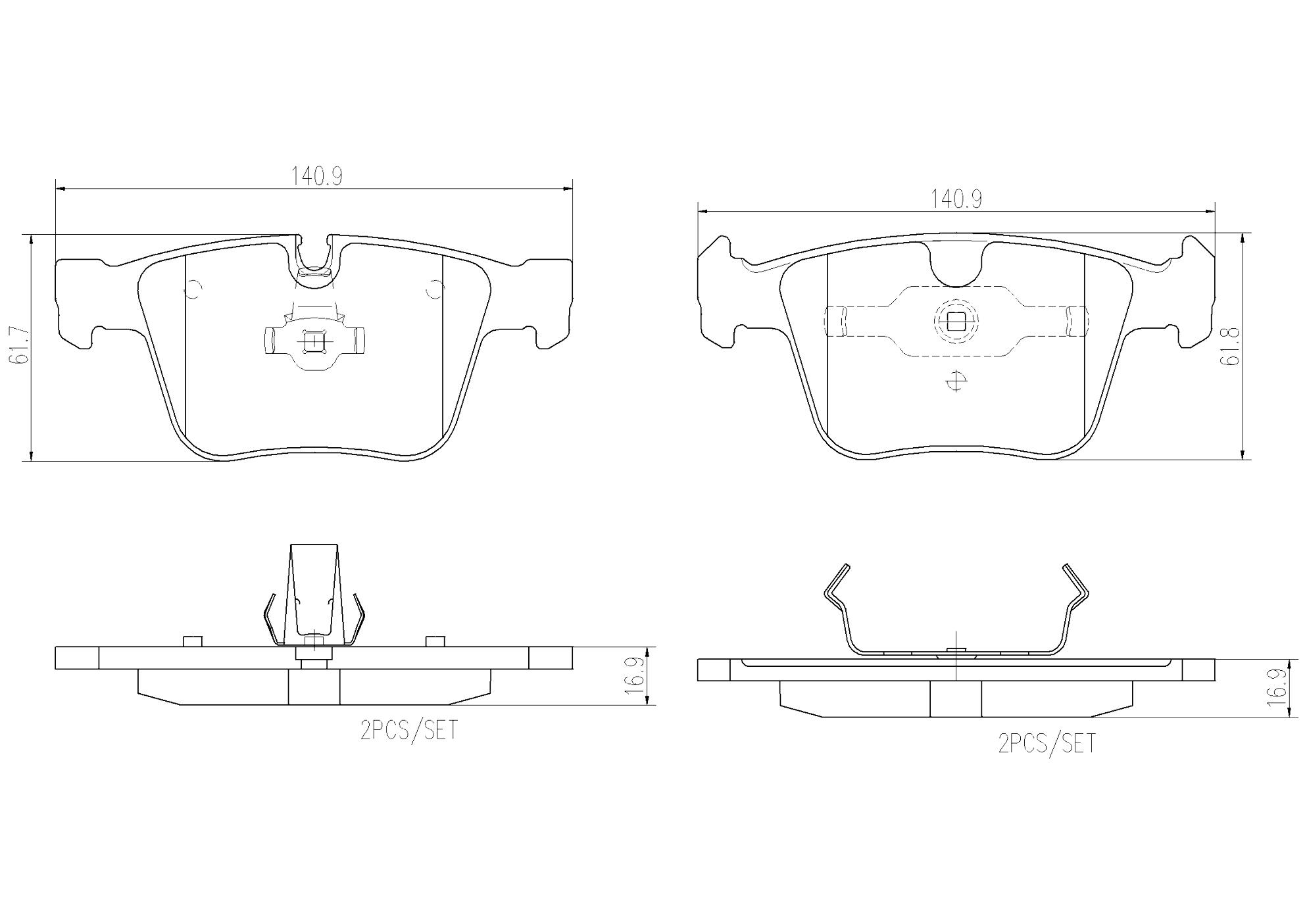 Mercedes Disc Brakes Kit -  Brembo Pads Rear (Ceramic) - Brembo P50116N